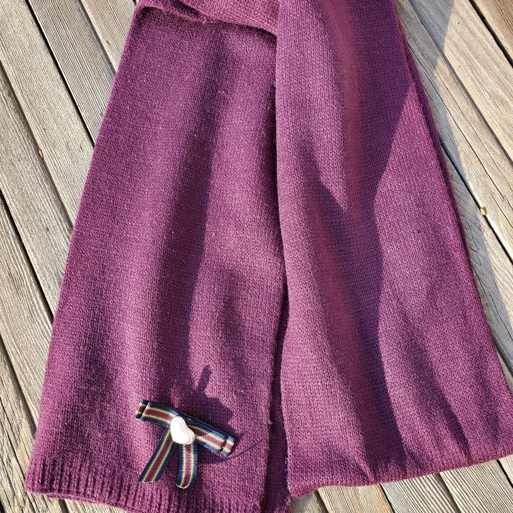 Purple Wool Scarf with Heart accent pin